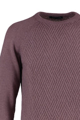 Grey Men's Slim Fit Crew Neck Raglan Sleeve Textured Wool Blended Knitwear Sweater Tmnaw22kz0290