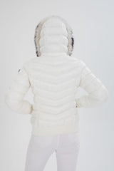 Women's Short Removable Fur Hooded Padded Water Repellent Inflatable Coat 8637 Gfx8637