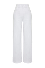 Limited Edition Ecru Ribbed Woven Pants Twoss24pl00103