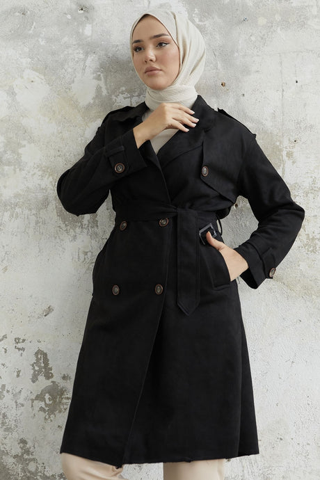 Scuba Suede Trench With Minka Belt - Taba Ms00an0011