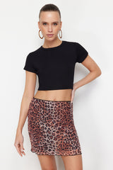 Multicolored Animal Print Mini Skirt Twoss24et00203