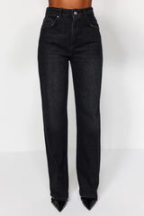 Black High Waist Wide Leg Jeans Twoaw24je00073