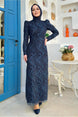 Women's Black Patterned Evening Dress T 0411 24yabltr0411