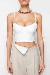 Birdal White Crop Woven Bustier Tprss24bs00006