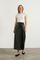 Black Linea Leather Skirt Lnadretk