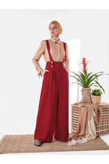 Women's Burgundy (cherry) High Waist Jumpsuit 4082 21yslptr4082