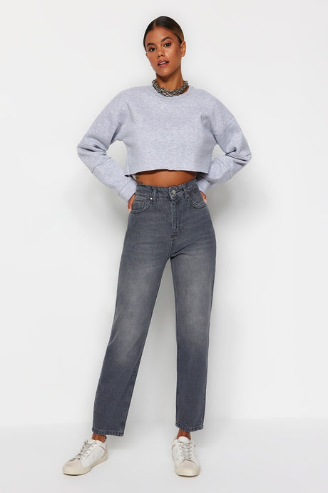 Gray High Waist Mom Jeans Twoaw24je00076