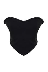 Black Heart Shape Tassel Crop Bustier Tprss24bs00031