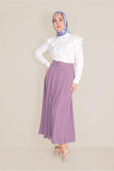 Women's Purple (k.lila) Belted Flared Skirt 60087 21yetktr60087