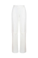 Women's White Knee-length Button Detailed Pants-shorts Lg-oz322-sdp Lg-oz322-sdp