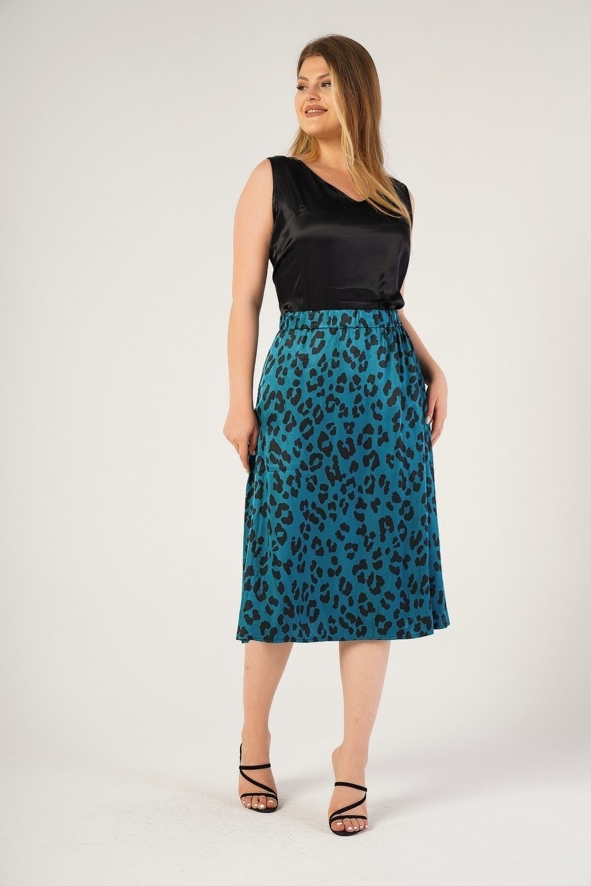 Plus Size Leopard Print Skirt 230700016