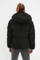 Black Oversized Hooded Water Repellent Inflatable Coat Twoaw21mo0022