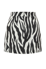 Black Animal Print Belted Mini Woven Skirt Twoaw23et00121