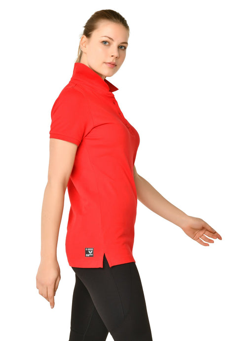 Women's Black Cotton Polo Neck Basic Solid Color Short Sleeve Casual And Sports T-shirt 8719 Tb21wl0