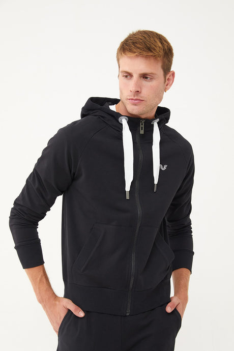 Men's Navy Organic Cotton Pocket Zipper Hooded Casual And Sports Tracksuit Top 0802 Tb23my06s0802-1