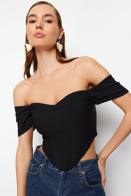 Black Carmen Collar Bustier Tprss24bs00018