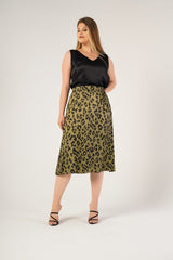 Plus Size Leopard Print Skirt 230700016