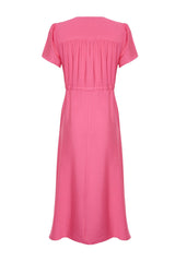 Fuchsia V-neck Midi Woven Dress Twoss24el00501