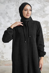 Levina Hidden Patted Abaya - Anthracite Ms00tz6002