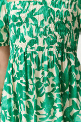 Green Floral Skater Gipe Neckline Detailed Shally Midi Woven Dress Twoss24el00952