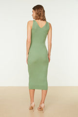 Mint Midi Knitwear V Neck Dress Twoss21el0238