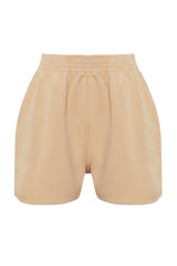 Beige 100% Tencel™ Elastic Waist Denim Shorts & Bermuda Twoss24sr00060