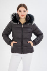 Women's Short Removable Fur Hooded Padded Inflatable Coat 8347 Gfx8347