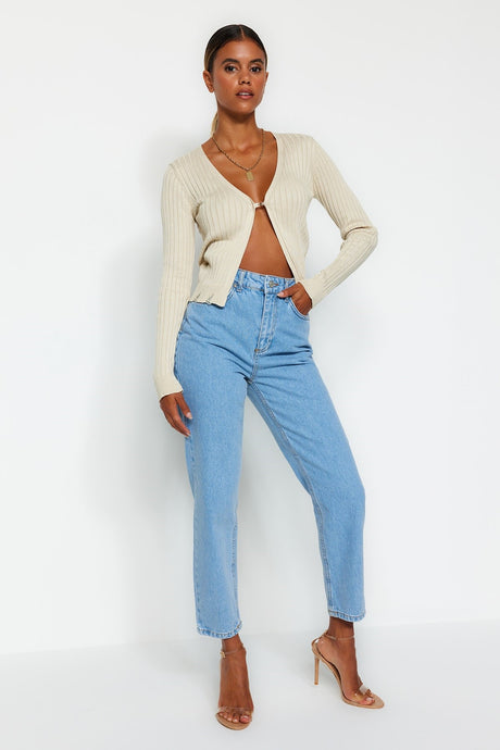 Blue High Waist Mom Jeans Twoss20je0108