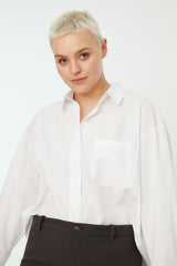 White Boyfriend Woven Shirt Tbbss22go0323