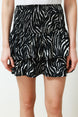 Black Animal Printed Ruffle Ribbed Stretch Knitted Skirt Twoss24et00144