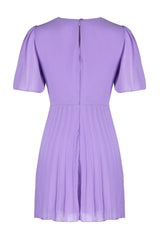 Purple Skirt Pleated Lined Chiffon Mini Woven Dress Twoss24el00716