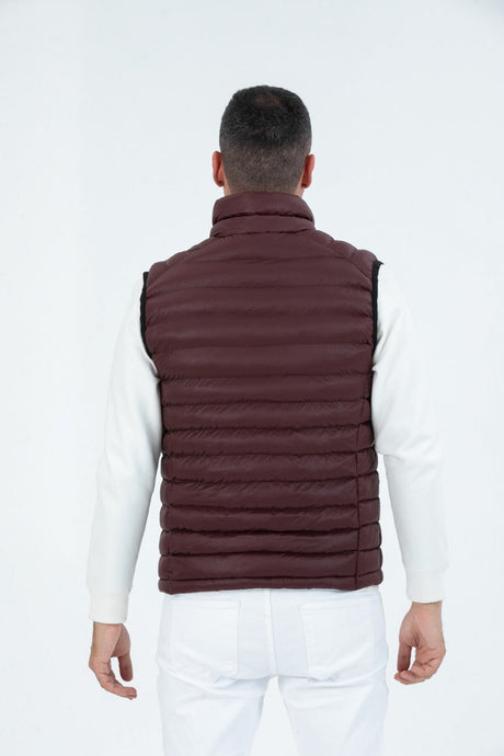 Men's Hooded Padded Straight Collar Zipper Lined Inflatable Vest 9777 Gfx9777