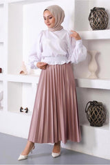 Women's Black Pillow Waist Elastic Skirt T 8354 23yetktr8354