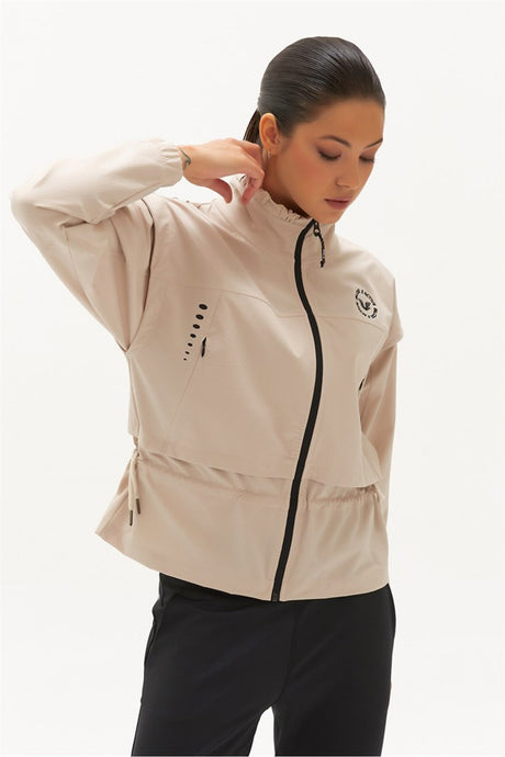 Women's Cream Fashion Sport&casual Zipper Tracksuit Top Retro Jacket Tracksuit Top 0737 Tb23wl06s073