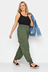 Lycra Stretch Fabric Cargo Pants With Plus Size Leg Elastic Pockets 143449 Byk-23y-143449