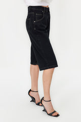 Black High Waist Denim Shorts & Bermuda Twoss24sr00023