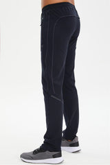 Men's Black Connecting Fashion Pockets Sports And Casual Solid Color Sweatpants 0793 Tb23ml05s0793-1