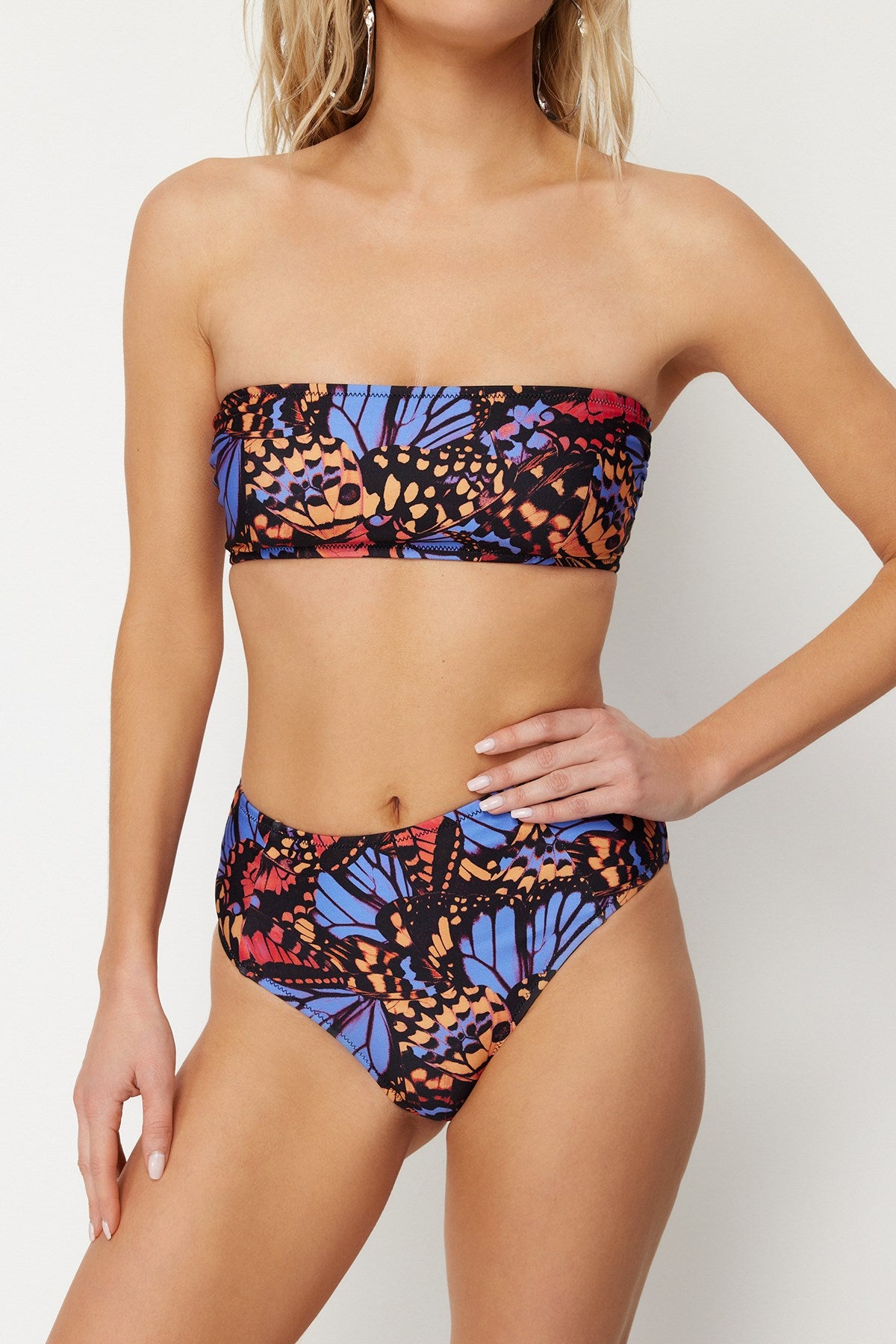 Animal Print Strapless High Waist Hipster Bikini Set Tbess22bt0018