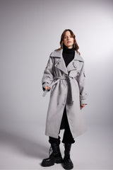 Accessory Detailed Wool Blend Maxi Size Woody Coat Ecru Hlwoodycoat