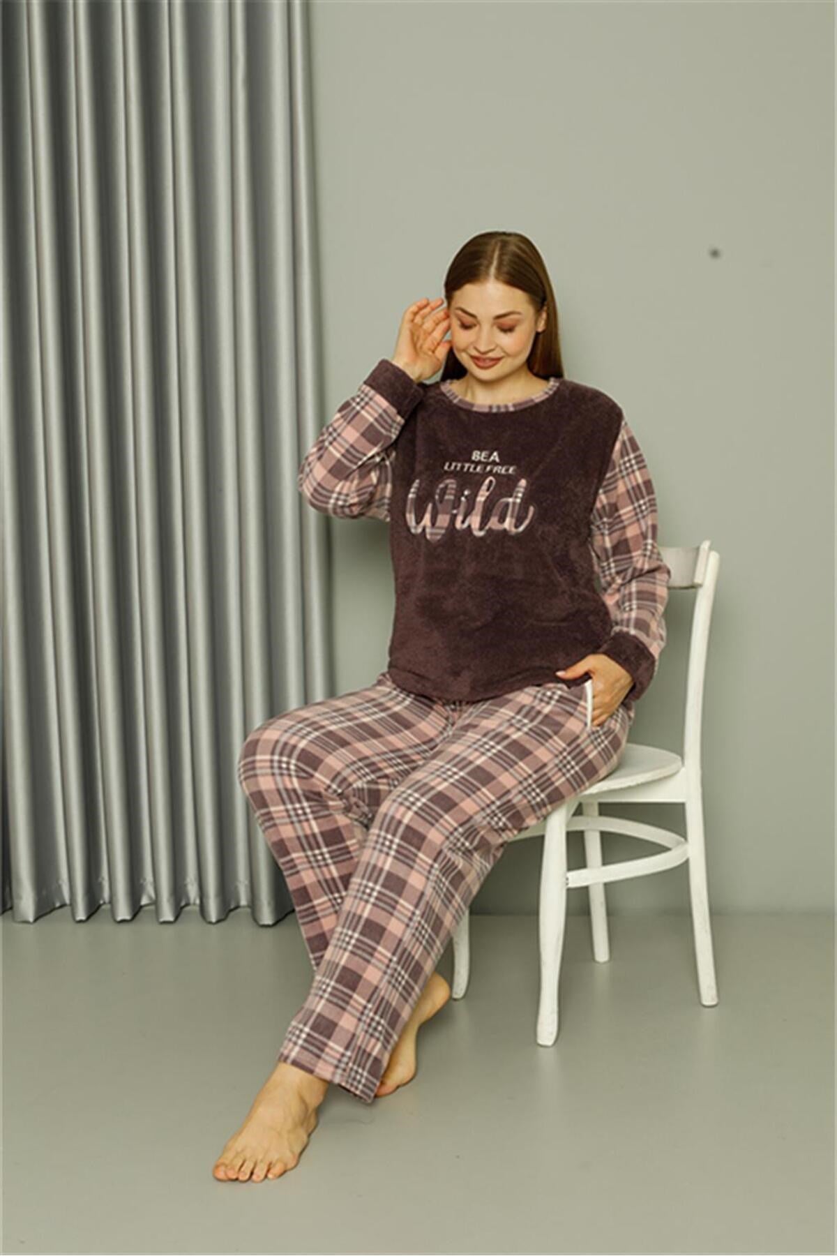 Welsoft Fleece Women Plus Size Powder Pajama Set 808040