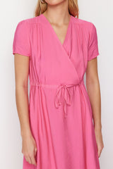 Fuchsia V-neck Midi Woven Dress Twoss24el00501