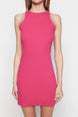 Orange Ribbed Bodycone/body Fit Halter Collar Flexible Mini Knitted Pencil Dress Twoss23el00303