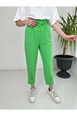 Green Linen Pleated Pants 50618