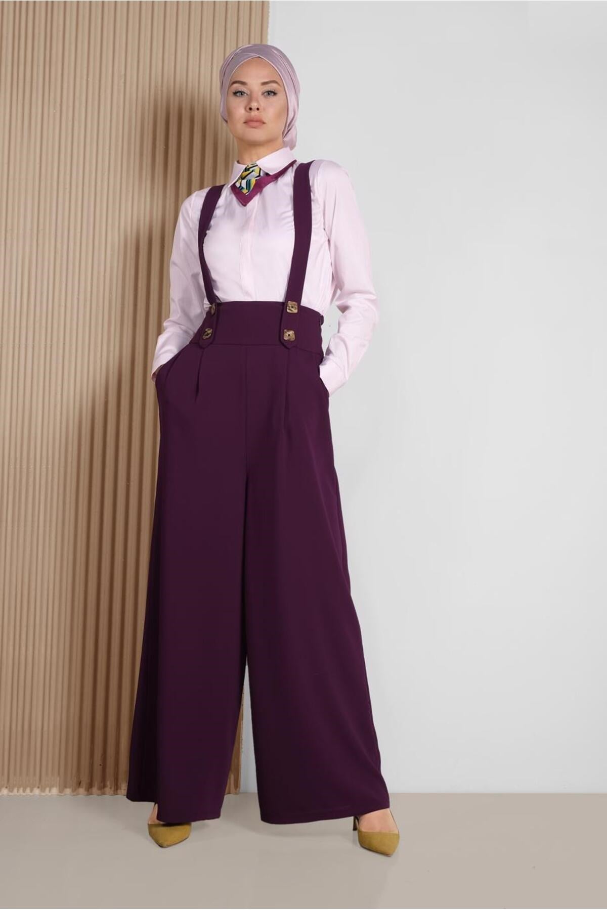 Women's Burgundy (cherry) High Waist Jumpsuit 4082 21yslptr4082