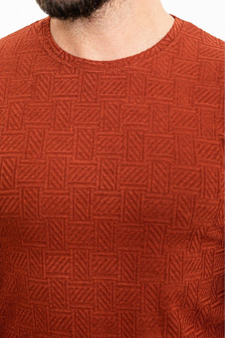 Patterned Brown Slim Fit Crew Neck Long Sleeve Men's T-shirt 36803.23k