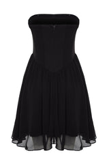 Black Waisted Skater Dress Tprss24el00017