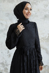 Milna Sleeve Ruffle Embroidery Dress - Black Ms00an2294