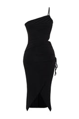 Black Tire Knitted Window/cut Out Detailed Dress Tprss24el00004