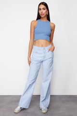 Light Blue High Waist Wide Leg Jeans Twoss24je00274