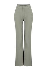 Khaki Pocket Detailed High Waist Wide Leg Jeans Twoss24je00208